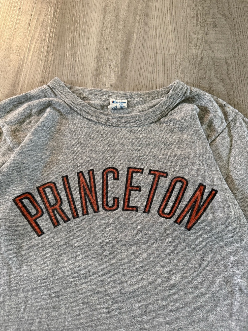 Vintage single stitched 90s Champion Gray Crewneck with Orange Princeton varsity - Picture 3 of 5